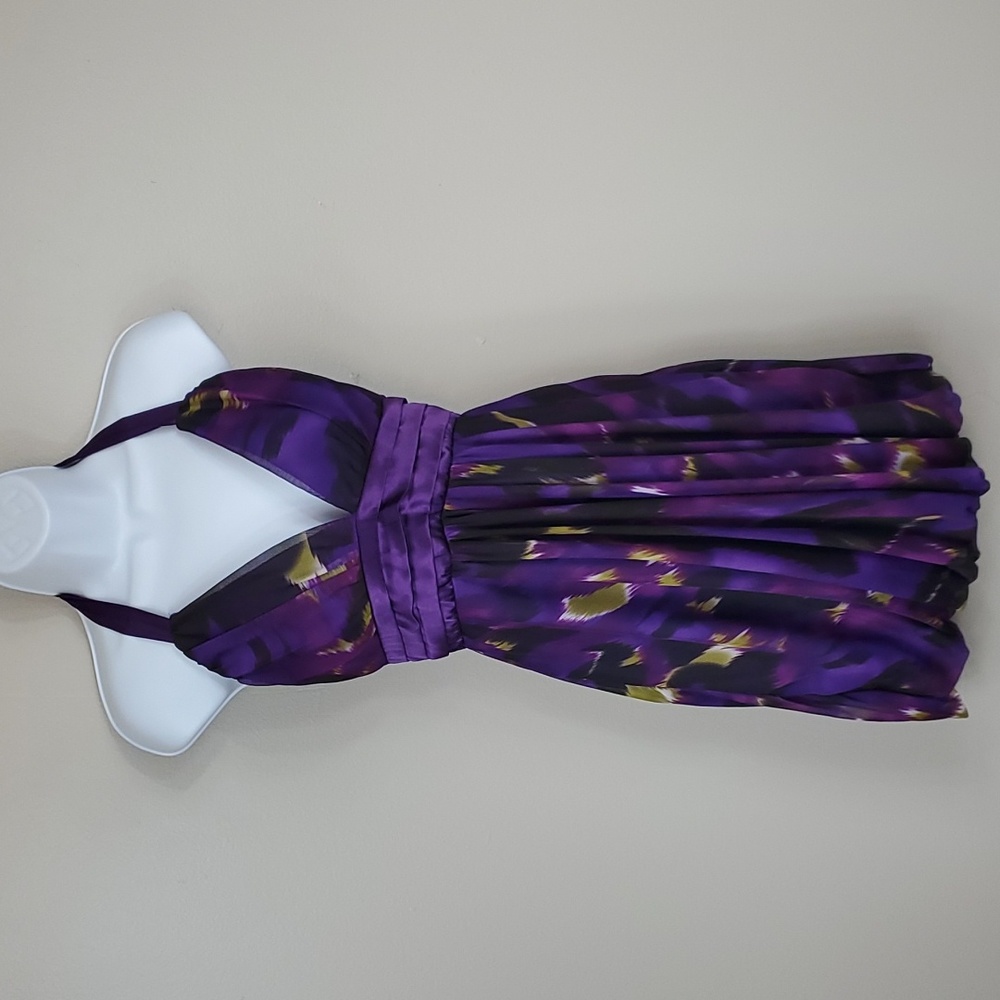 My Michelle Purple Empire Waist Halter Dress with Bubble Hem